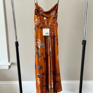 Floral Cowl Nexk Midi Dress